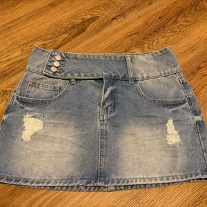SHEIN Denim Mini Skirt with Distressed Details size XS